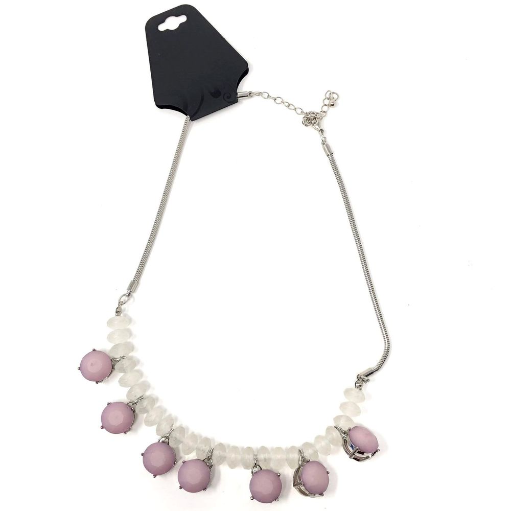 GNW Cluster Necklace Frosted Purple Faceted NEW